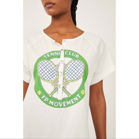 NWT Free People Inhale Henley Graphic Tee - Picture 7 of 10